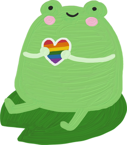 Cute Painterly Pride Frog with Rainbow LGBT Heart